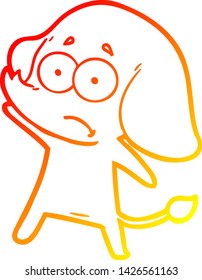 warm gradient line drawing of a cartoon unsure elephant