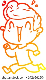 warm gradient line drawing of a cartoon excited man