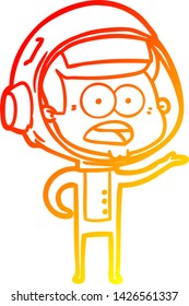 warm gradient line drawing of a cartoon surprised astronaut