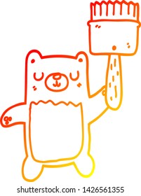 warm gradient line drawing of a cartoon bear with paint brush