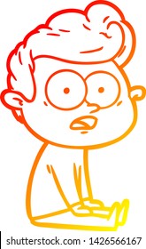 warm gradient line drawing of a cartoon staring man