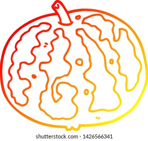warm gradient line drawing of a cartoon melon