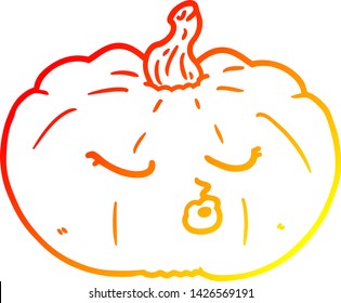 warm gradient line drawing of a cartoon pumpkin