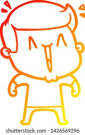 dibujo de línea de degradado cálido de un hombre emocionado por la caricatura