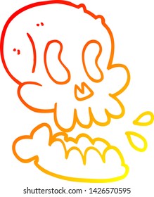 warme Farbverlauf-Linienzeichnung eines Cartoon-Skull