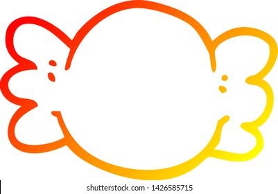 dibujo de línea de gradiente cálido de un dulce envuelto en dibujos animados