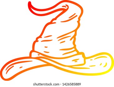 warm gradient line drawing of a cartoon wizards hat