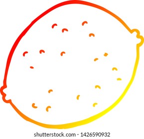 warm gradient line drawing of a cartoon lemon