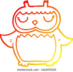 warm gradient line drawing of a cartoon owl