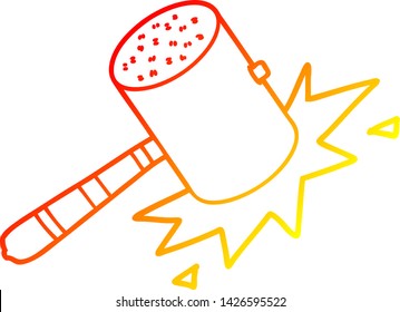 warm gradient line drawing of a cartoon banging gavel