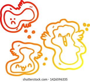 warm gradient line drawing of a cartoon cells