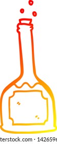 warm gradient line drawing of a cartoon bottle of red wine
