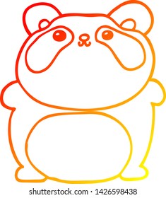 warm gradient line drawing of a cartoon panda