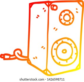 dibujo de línea de degradado cálido de un altavoz retro de dibujos animados