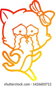 warm gradient line drawing of a cartoon cat