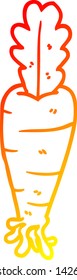 warm gradient line drawing of a cartoon carrot