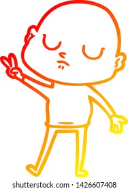 warm gradient line drawing of a cartoon bald man