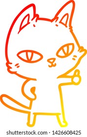 warm gradient line drawing of a cartoon cat staring