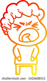 warm gradient line drawing of a cartoon furious man