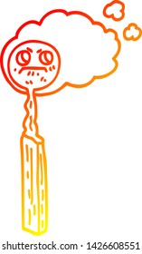 warm gradient line drawing of a cartoon match