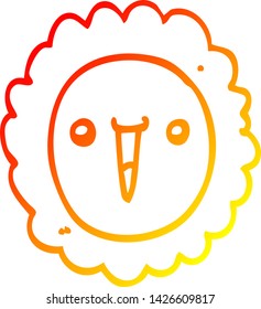 warm gradient line drawing of a cartoon sunflower