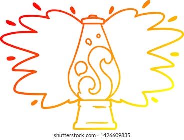 warm gradient line drawing of a cartoon retro lava lamp