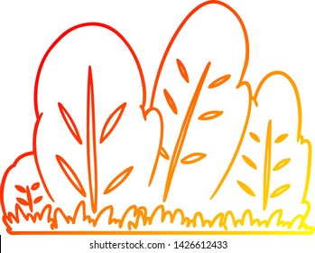 warm gradient line drawing of a cartoon hedge