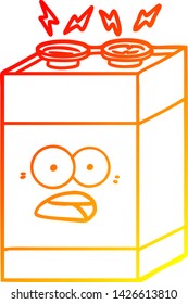warme Farbverlauf-Linie Zeichnung einer Cartoon schockierten Batterie