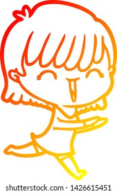 warm gradient line drawing of a cartoon woman
