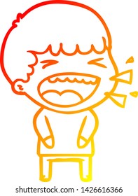 warm gradient line drawing of a cartoon laughing man