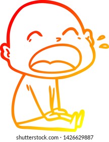 warm gradient line drawing of a cartoon shouting bald man