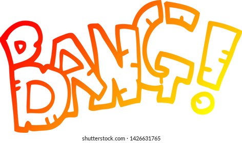 dibujo de línea de degradado cálido de un símbolo de banda de dibujos animados