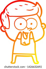 warm gradient line drawing of a cartoon happy man