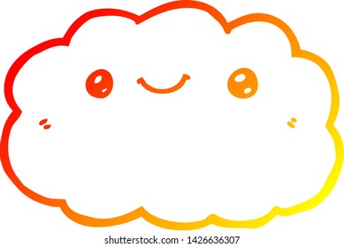 warme Farbverlauf-Linienzeichnung einer Cartoon-Wolke