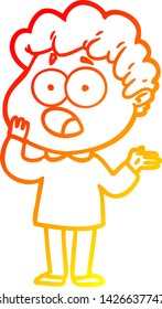 warm gradient line drawing of a cartoon man gasping in surprise