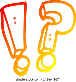 warm gradient line drawing of a cartoon question mark and exclamation mark
