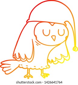 warm gradient line drawing of a cartoon owl sleeping