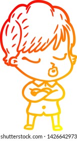 warm gradient line drawing of a cartoon woman with eyes shut