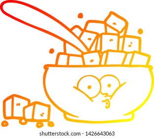 warm gradient line drawing of a cartoon sugar bowl