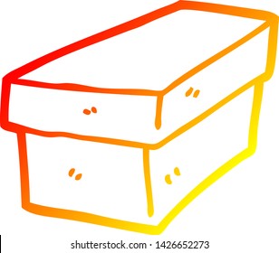 dibujo de línea de degradado cálido de una caja de cartón de dibujos animados