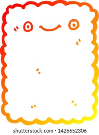 warm gradient line drawing of a cartoon biscuit