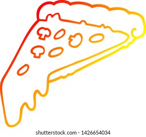 warm gradient line drawing of a cartoon pizza slice