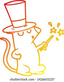 dibujo de línea de gradiente cálido de un mago de dibujos animados