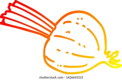 warm gradient line drawing of a cartoon fresh beet
