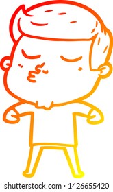 dibujo de línea de gradiente cálido de un tipo de modelo de dibujos animados puliendo