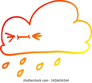 warme Farbverlauf-Linienzeichnung einer Cartoon-Hellgrauwolke
