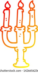 warm gradient line drawing of a cartoon spooky candles 