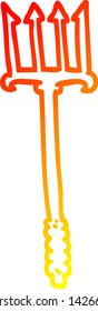 warm gradient line drawing of a cartoon gold trident