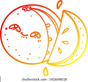 dibujo de línea de degradado cálido de una caricatura naranja