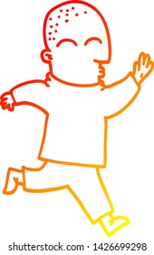 warm gradient line drawing of a cartoon man running